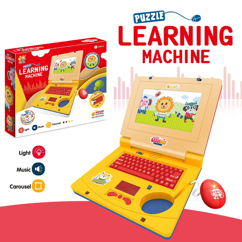 Mini Baby Computer Musical Mini Simulation Notebook with Mouse, Laptop Toys for Kids and ...