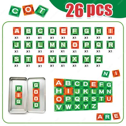 Mini Magnetic Tiles Letters Toys, Alphabet Learning & Spelling Building Blocks