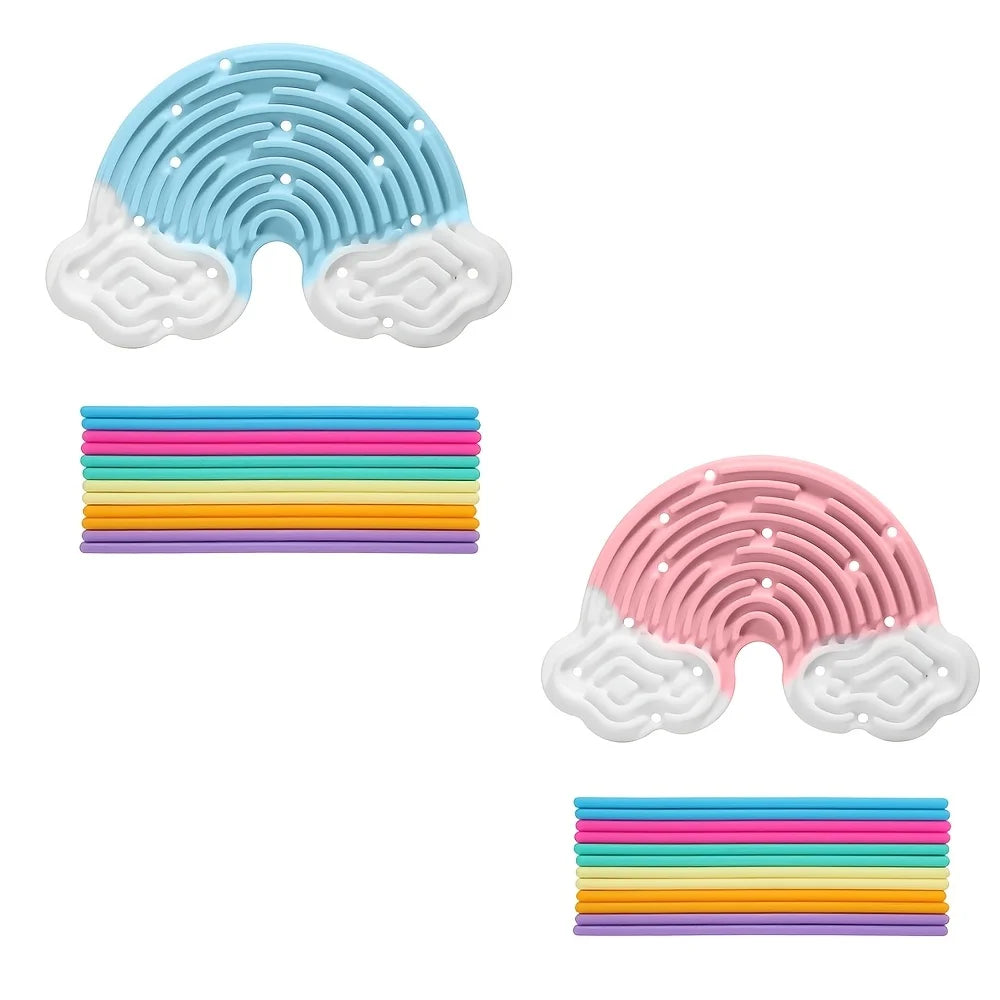 Rainbow Clouds Silicone Sensory Activity Board, Fine Motor Skills and Stress Free Toy