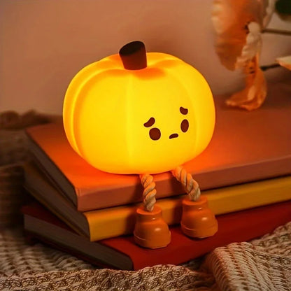 Cute Halloween Lantern Pumpkin Night Light, Rechargeable Silicone Lamp