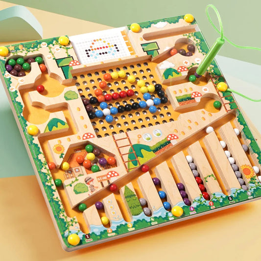Wooden Magnetic Montessori Sorting Puzzle Toy, with Color Sorting, Counting Game - LittleOzKid