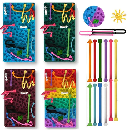 Montessori Sensory Activity Board - Silicone Fidget & Shape Matching Toy
