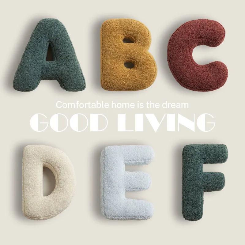 Letters Plush Throw Pillow – Soft Stuffed Kids Toy, Doll, Sofa Cushion, and Room Decor