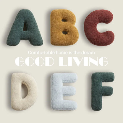 Letters Plush Throw Pillow – Soft Stuffed Kids Toy, Doll, Sofa Cushion, and Room Decor
