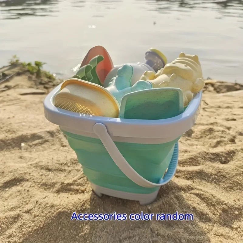 11 Piece Silicone Beach Bucket Play Set Kids Toy with Shovel Sand Moulds - LittleOzKid