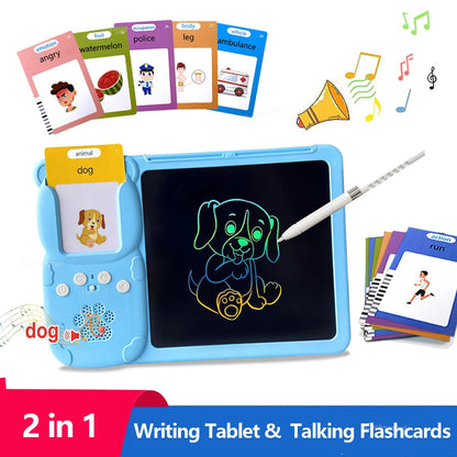 Montessori 2‑in‑1 Electric Talking Flash Cards & LCD Writing Tablet