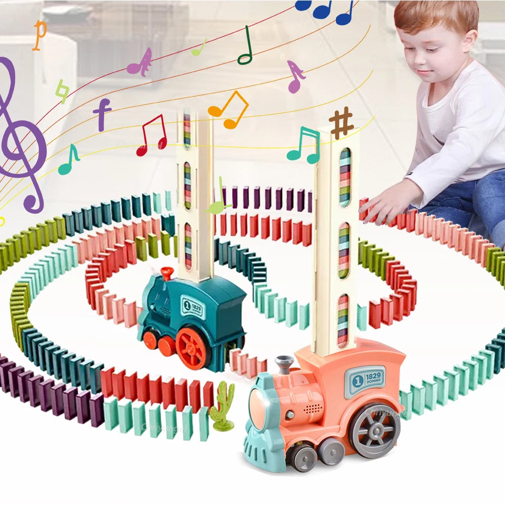 Automatic Domino Train Set - STEM Montessori Building Toy for Kids