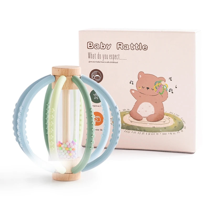 Baby Rainbow Silicone Teether Toys, Music Rattle Sensory Toys - LittleOzKid