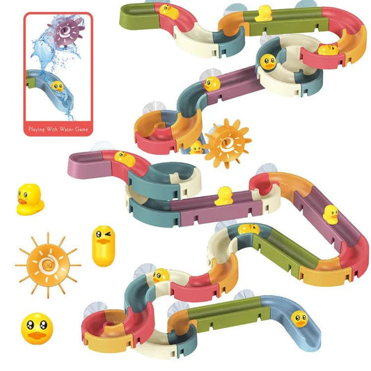 34-48 PCS DIY Baby Bath Tub Shower Toy Track Run Slide Water Play Spray Set - LittleOzKid