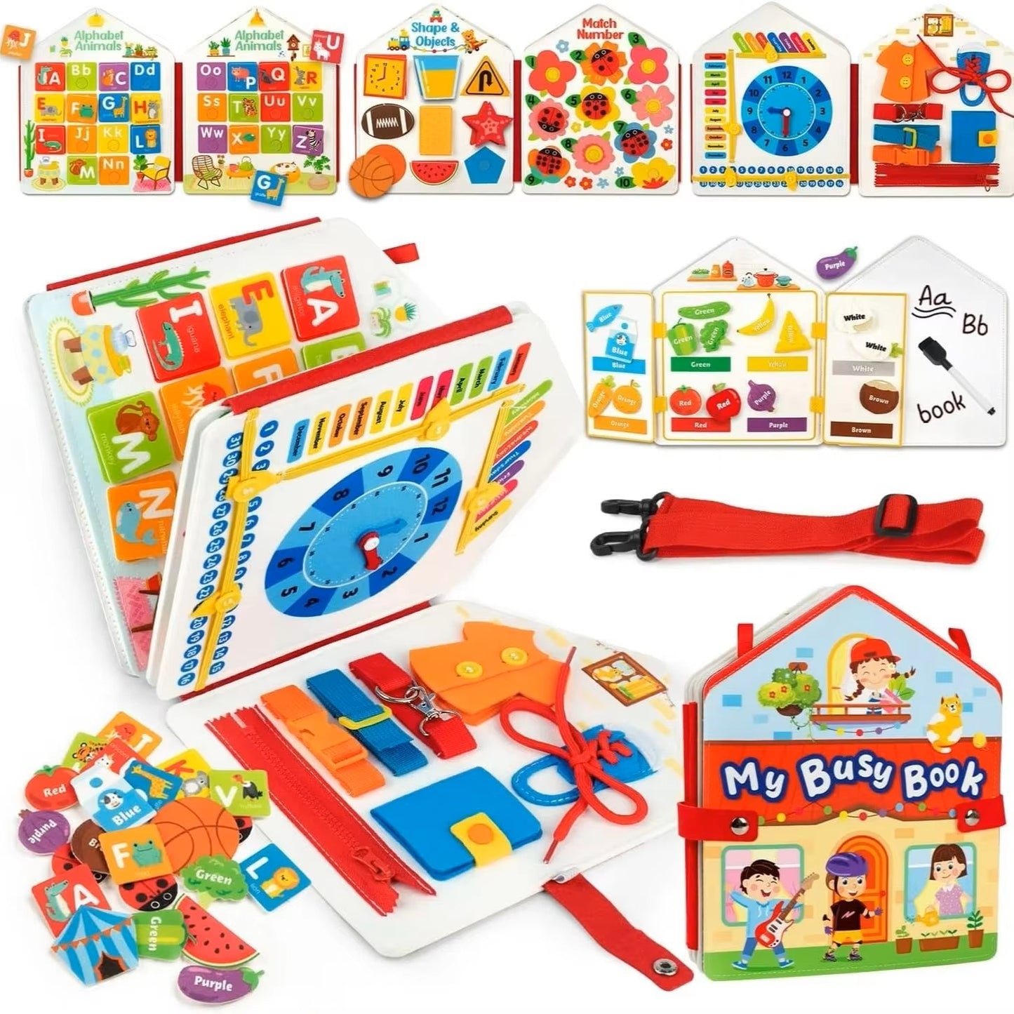 Montessori Busy Board Quiet Felt Activity Toy Book for Toddlers and Kids