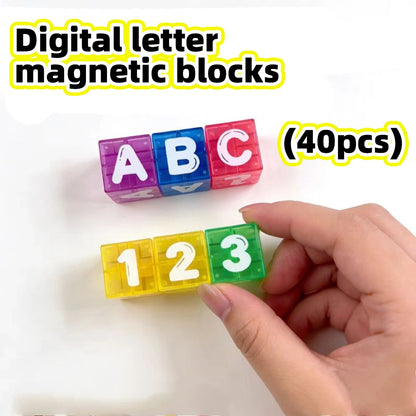 Travel-Friendly Magnetic Alphabet & Number Cube Set, 40 Pieces