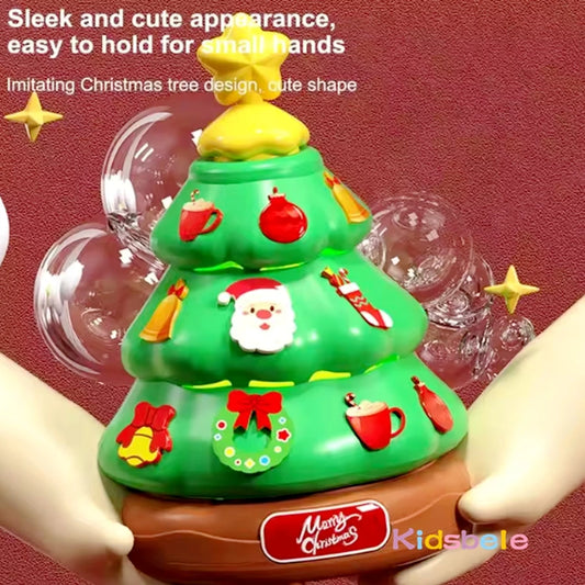 Christmas Tree Music Box, Rotating Bubble Machine with Light DIY Ddecorative Sticker