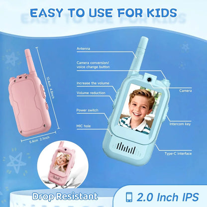 Kids’ Rechargeable Video Walkie‑Talkies 2‑Pack with Intercom