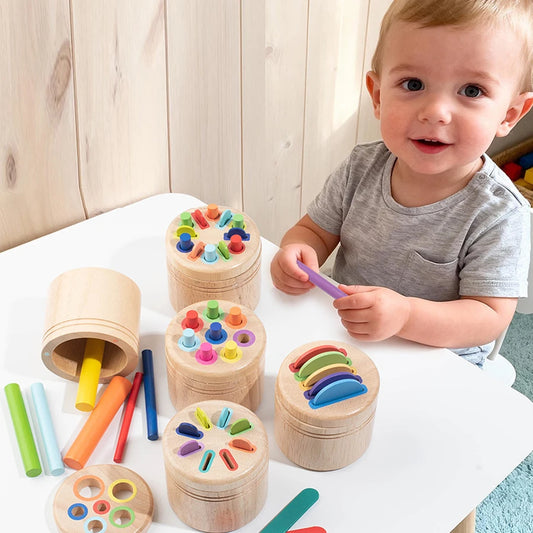 Montessori Color Sorting Toy for Toddlers, Sensory Wooden Fine Motor Learning Game