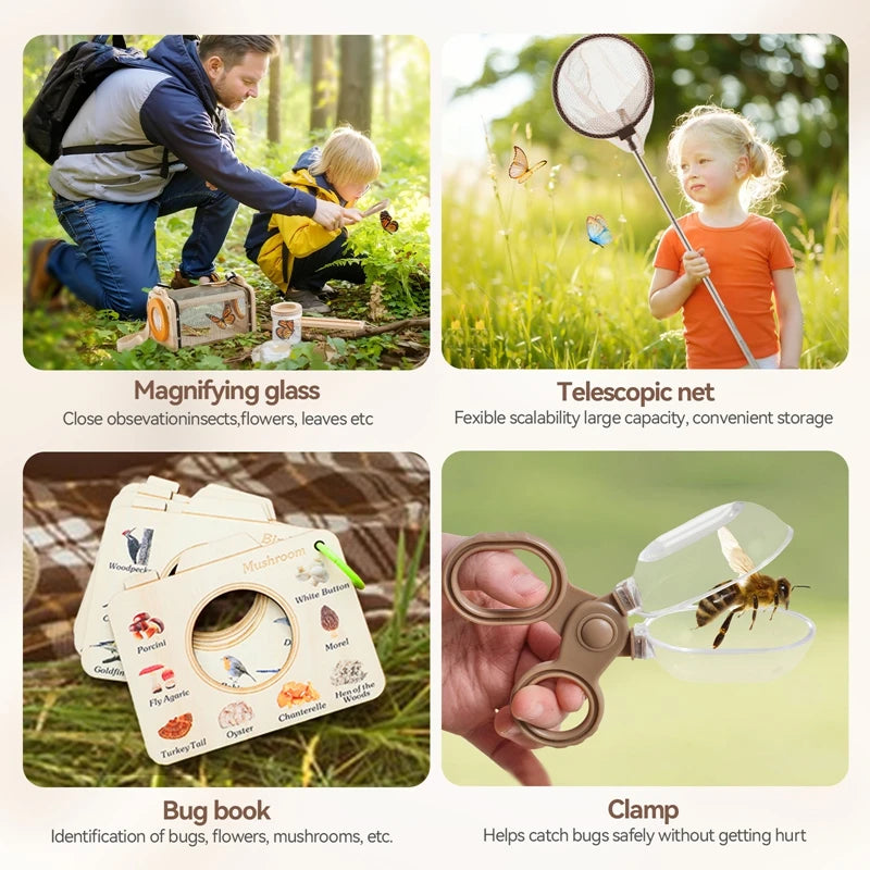 9pc Kids Nature Exploration Kit, Insect Catcher & Bug Viewer Box