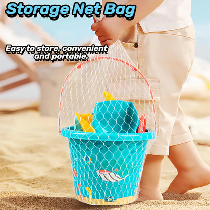 18PCS Beach Sand Toy Set, Beach Bucket Play Set Kids Toy with Shovel Sand Moulds