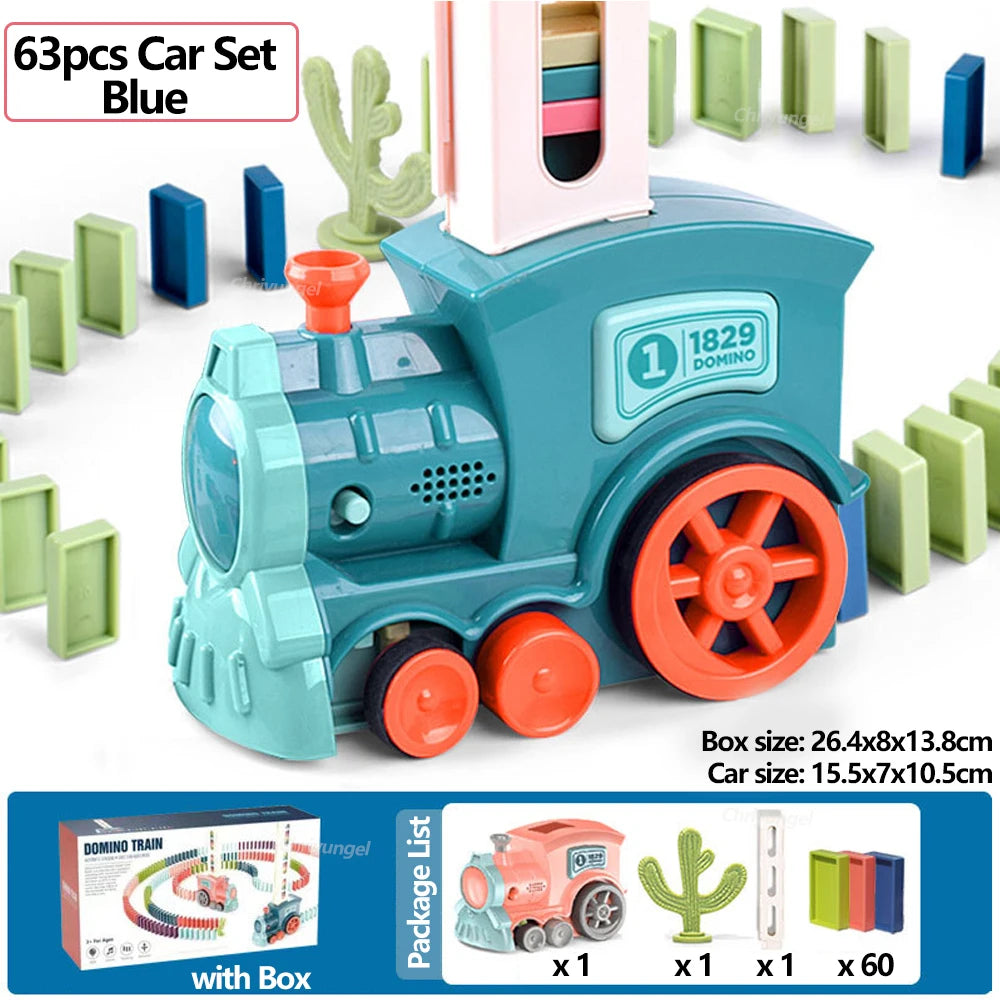 Automatic Domino Train Set - STEM Montessori Building Toy for Kids