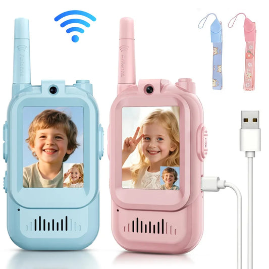 Kids’ Rechargeable Video Walkie‑Talkies 2‑Pack with Intercom