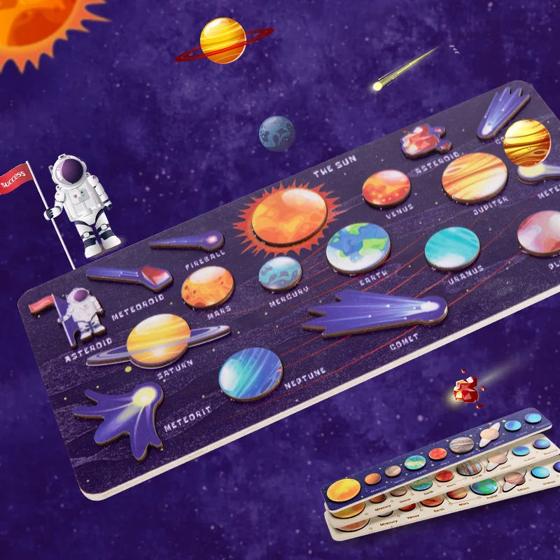 Children Wooden Space Planet Puzzles Montessori Toys, Planet, Solar System Puzzle