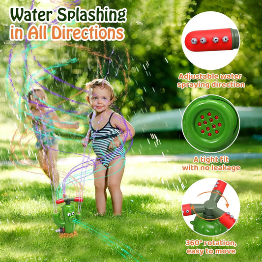Cactus Sprinkler Toy for Kids – Outdoor Water Spray Splash Toy for Summer, Backyard, Garden