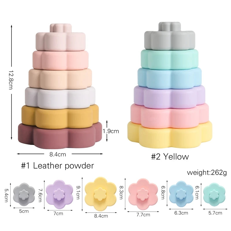 BPA-Free Baby Silicone Building Block, Soft Stacking Tower