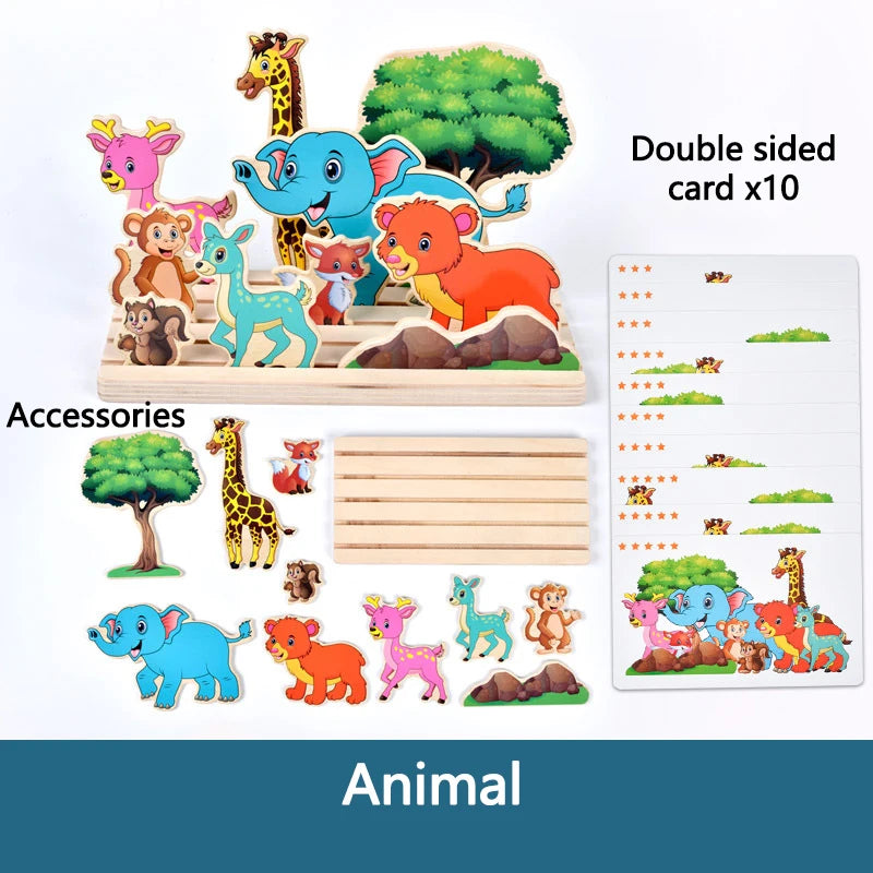 Wooden Montessori Thinking Game and Jigsaw Puzzles Matching Board for Kids