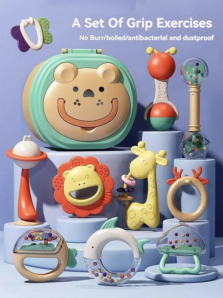 Baby Teether Gum Rattle Educational Baby Toys, Soft Teething Toys - LittleOzKid