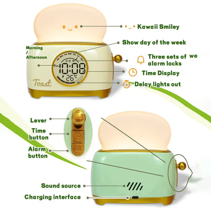 Kid Alarm Digital Clock LED Night Light with Temperature Display