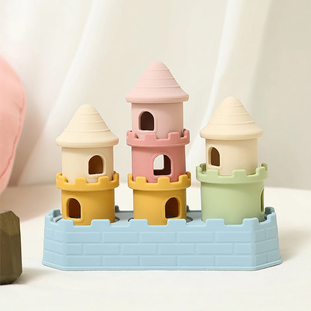 Silicone Castle Stacking Blocks, Montessori Teether Toy