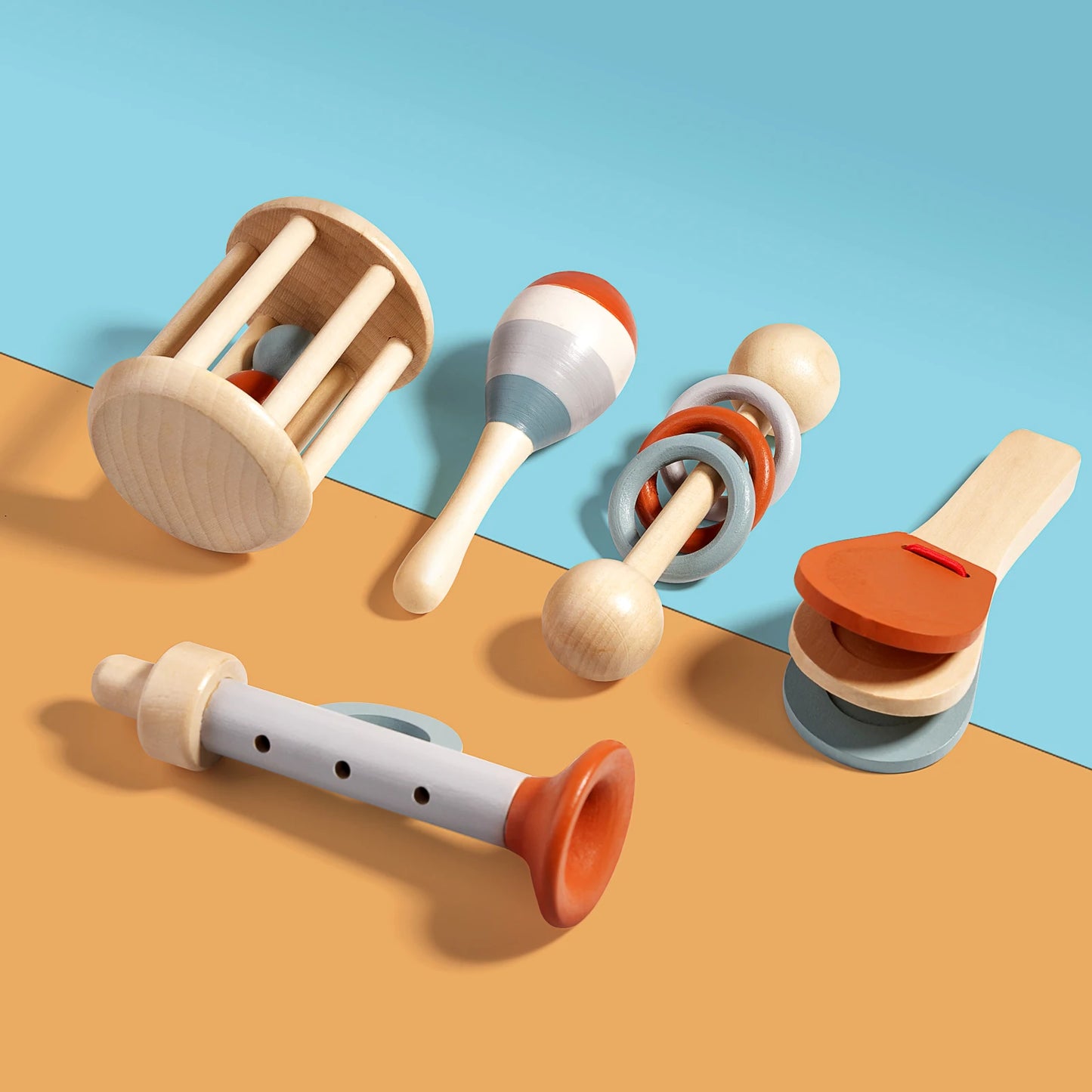 Baby Early Childhood Education, Handheld Bell, Ringing Instrument, Soothing Bed Bell, Wooden Gripping, Chewing Toy