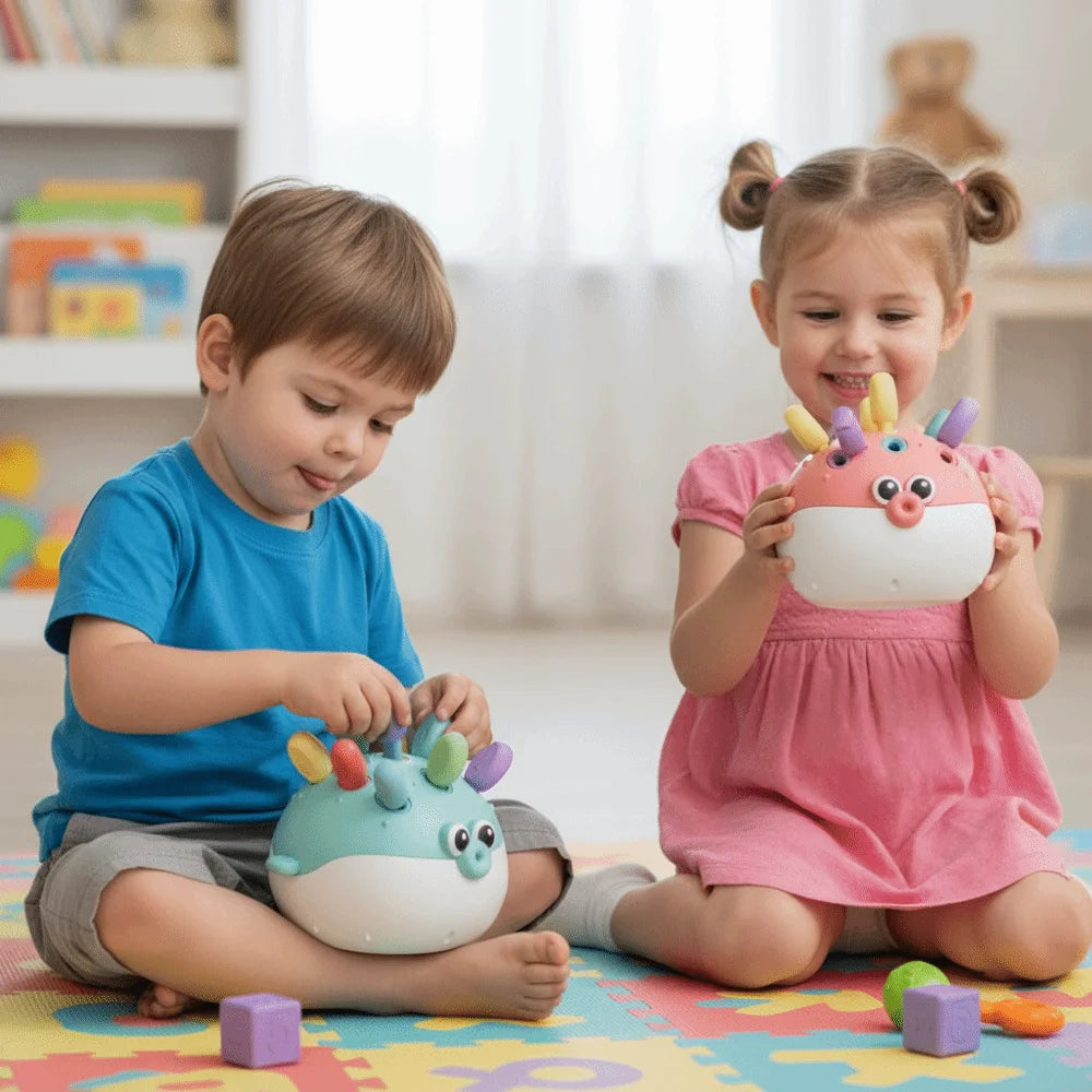 Montessori Pufferfish Learning Insertion Puzzle, Early Education Activity for Toddlers