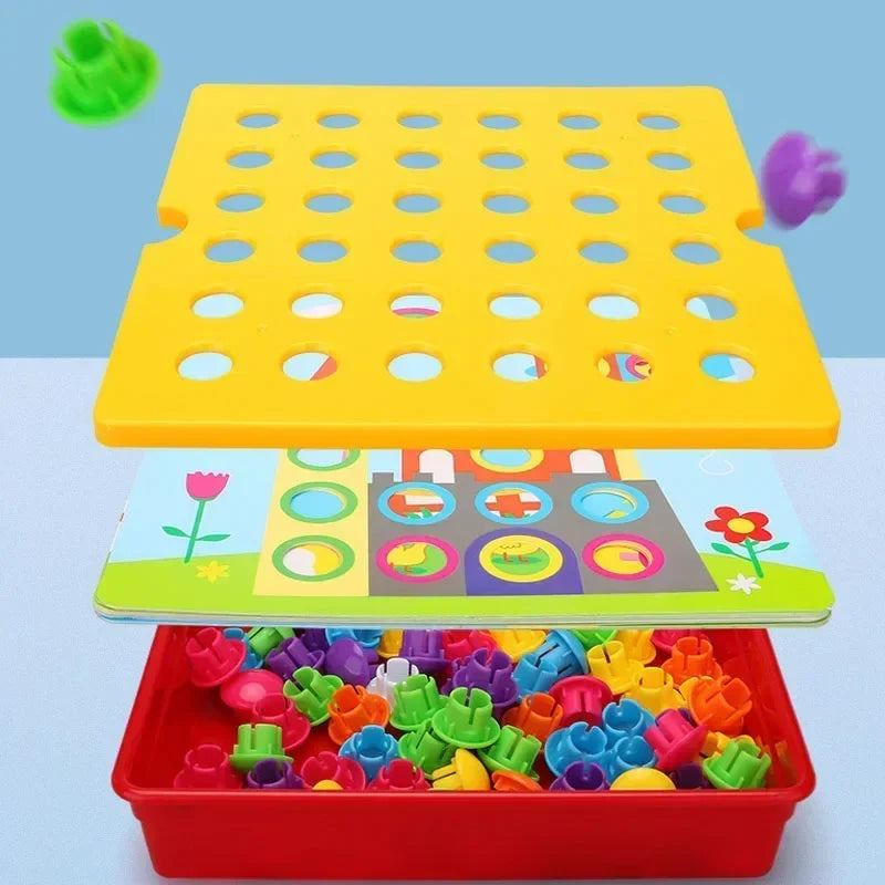 3D Mushroom Nail Puzzle – Montessori Animal Jigsaw Puzzle Toy, Early Educational Beads Puzzle Toy for Kids