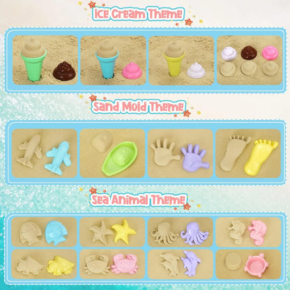 20-Piece Kids Beach Sand Toy Set – Portable Travel Toy with Mesh Bag