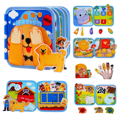 3D Montessori Farm Busy Board - Quiet Felt Book for Toddler Travel