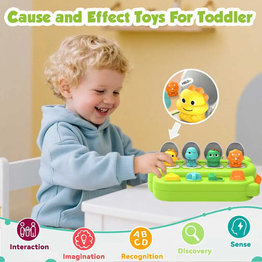 Dinosaur Pop Up Toy for Toddlers, Interactive Sensory & Cause and Effect Baby Toy