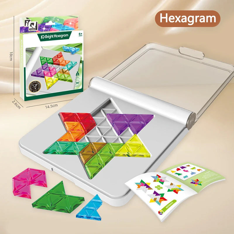 3D Puzzle Board Game Tangram Thinking Brain Challenge Game, Education Montessori Toys