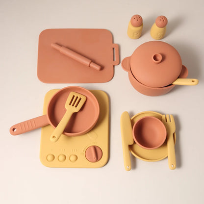 13pcs Silicone Cooking Utensils Kitchen Pretend Play Toy Set