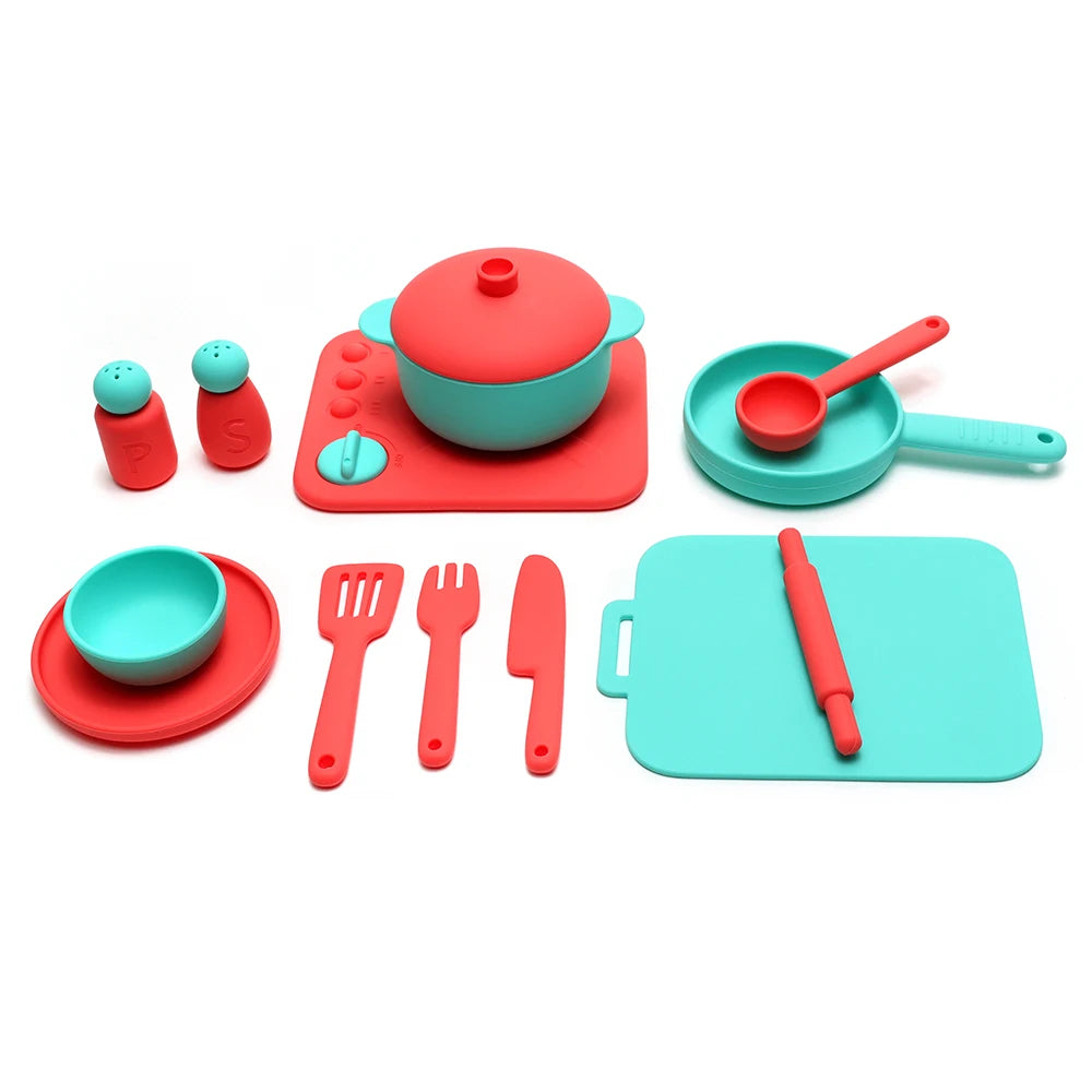 13pcs Silicone Cooking Utensils Kitchen Pretend Play Toy Set