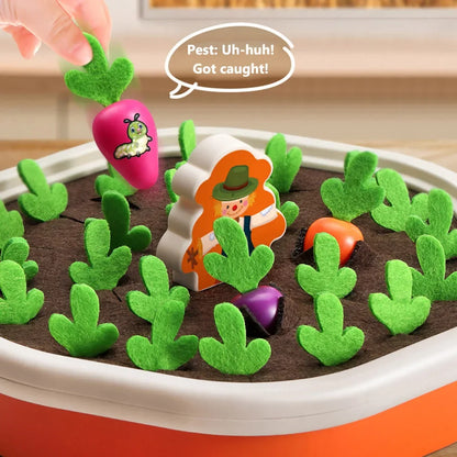 Montessori Carrot Harvest Toy, Wooden Pull Radish Memory Game, Fine Motor Skills & Sorting Toy for Toddlers