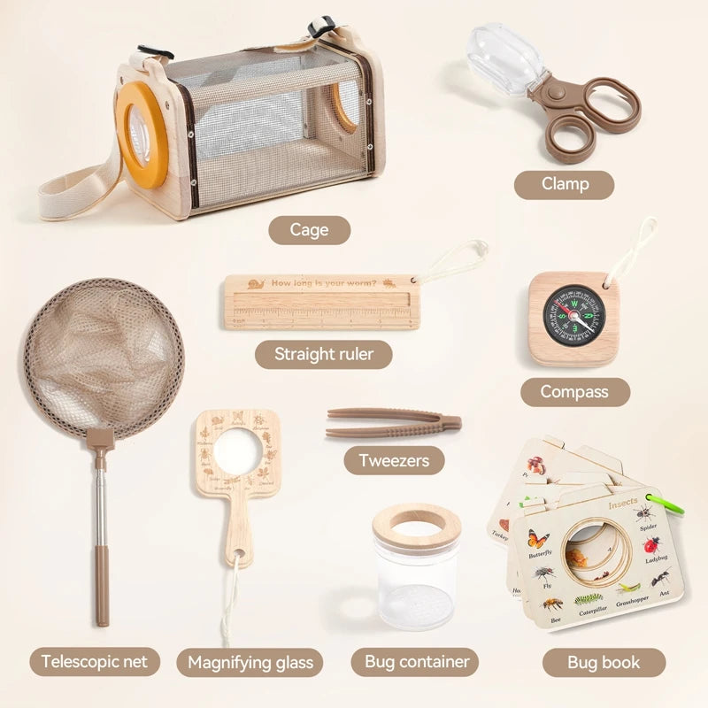 9pc Kids Nature Exploration Kit, Insect Catcher & Bug Viewer Box