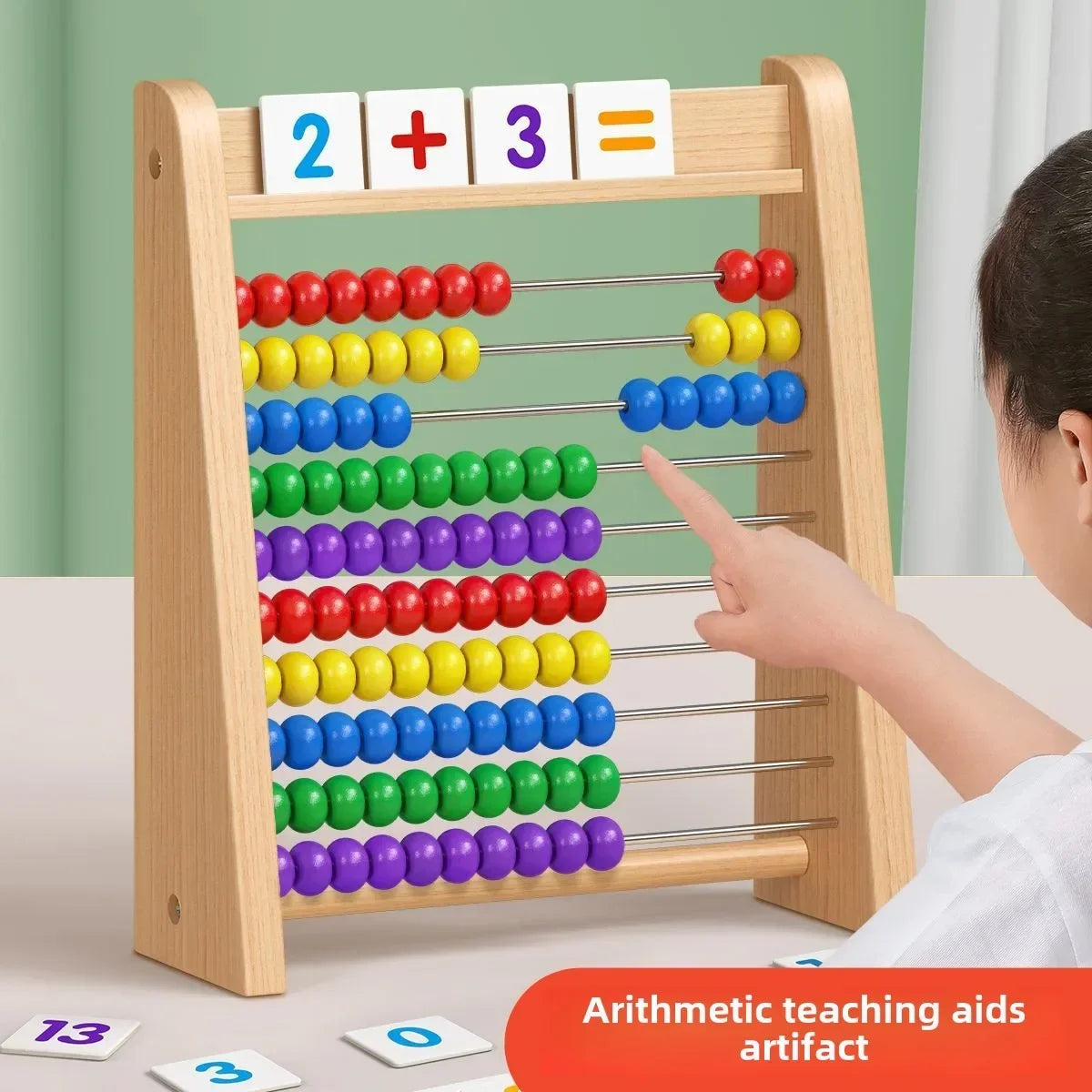 Wooden Rainbow Abacus, Montessori Math Toy for Early Learning & Counting Skills