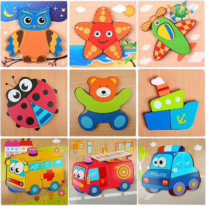 Toddlers 3D Wooden Animal Jigsaw Puzzle (Get 6 for $59)