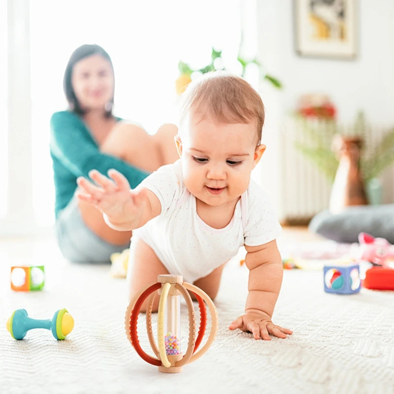 Baby Rainbow Silicone Teether Toys, Music Rattle Sensory Toys - LittleOzKid