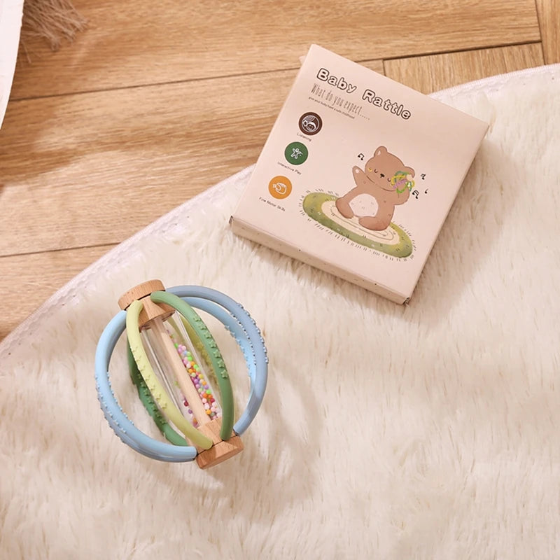 Baby Rainbow Silicone Teether Toys, Music Rattle Sensory Toys - LittleOzKid