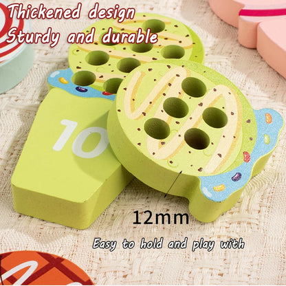 Montessori Ice Cream Math Counting Peg Board – Early Learning Number Matching Educational Toy