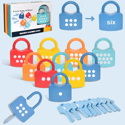 Kids Alphabet & Number Lock Key Matching Set – Montessori Educational STEM Toy for Word Cognition & Homeschool Learning