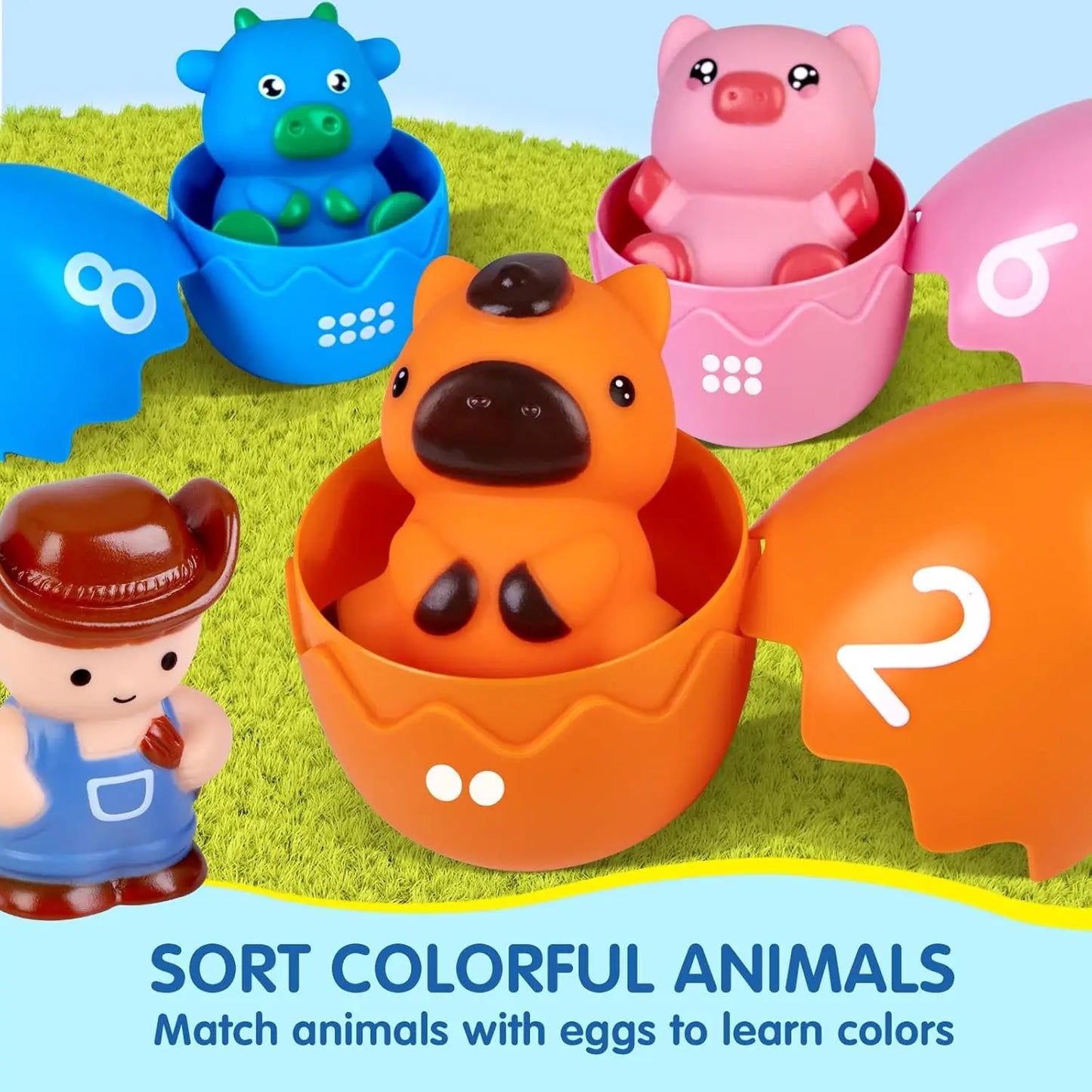 Montessori Farm Animal Train Set – Educational Counting, Sorting & Fine Motor Toy