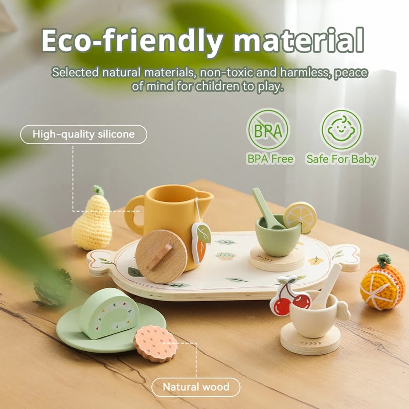 Kids Wooden Montessori Toys Afternoon Tea Set - LittleOzKid