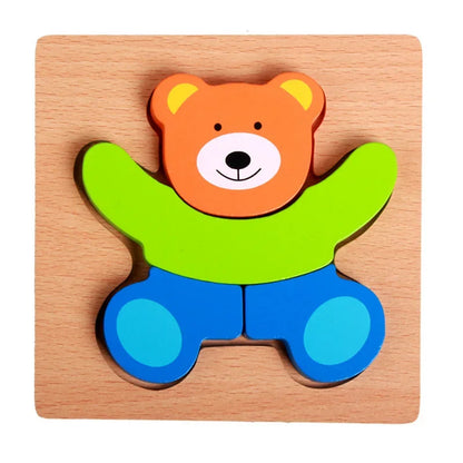 Premium 3D Cartoon Animal Beech Wood Jigsaw Puzzles (6Pack)