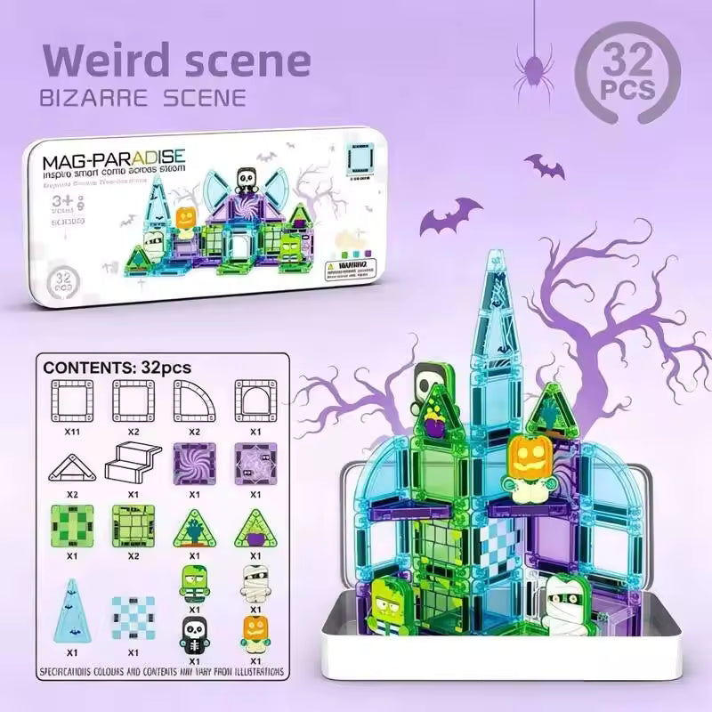Mini Magnetic Building Blocks Tiles – Portable Travel Set